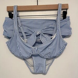 J. Crew Seersucker Bikini 34D Top / Medium Bottoms